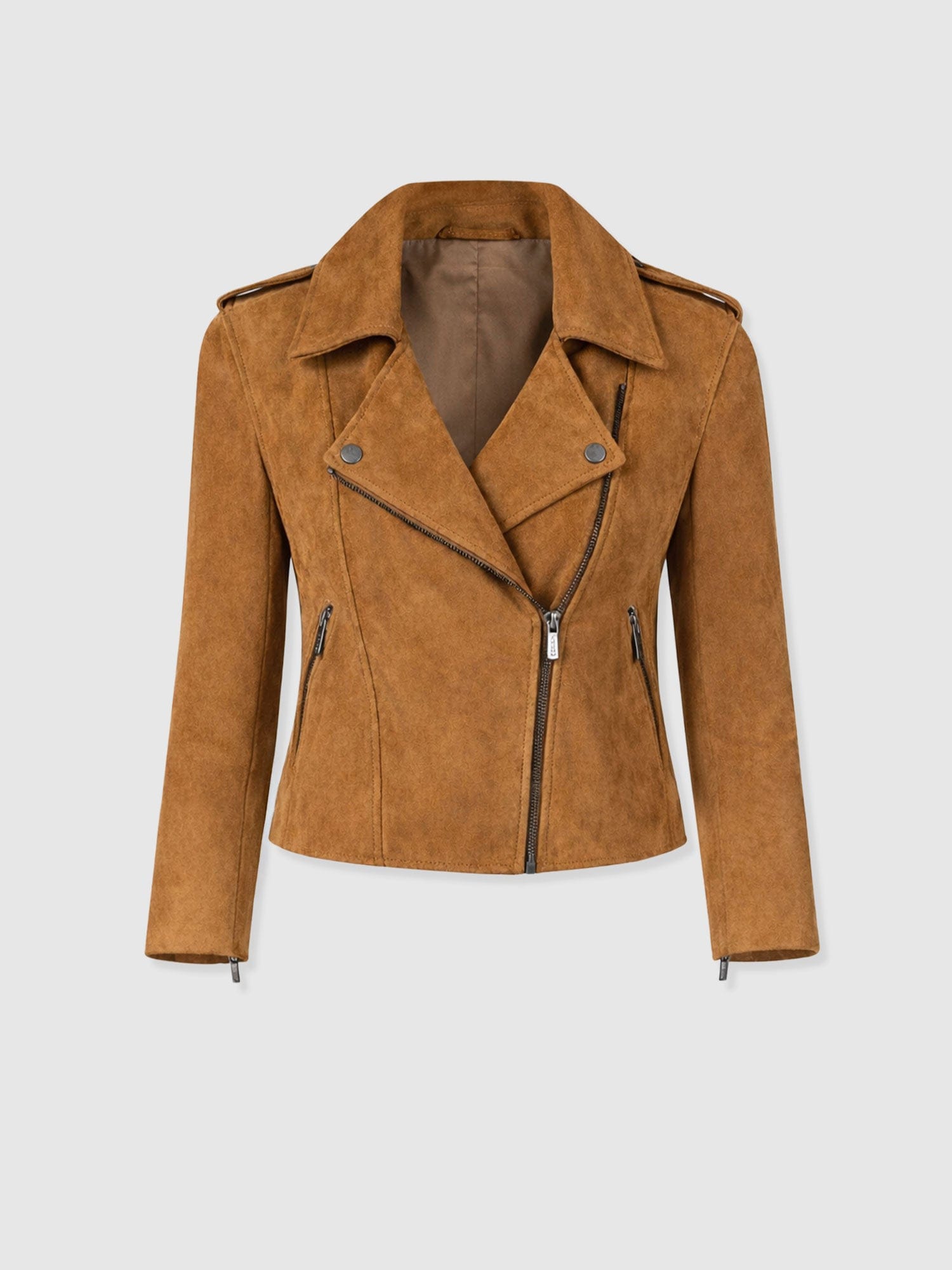 Luther Leather Jacket - Camel Suede - Women's Leathers | Saint + Sofia® USA